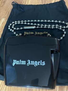 Palm Angels Black Hard Shell Mini Bag Chain Strap Dust Bag
